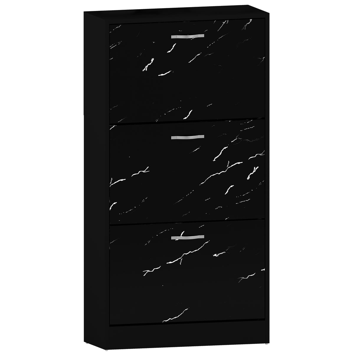 3 Drawer Shoe Cabinet, Black Marble