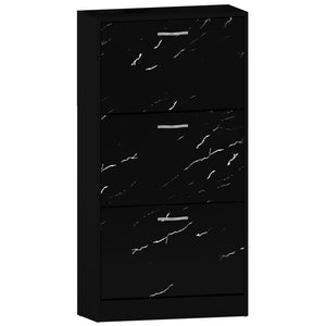 3 Drawer Shoe Cabinet, Black Marble