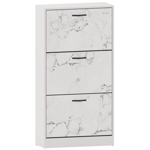 3 Drawer Shoe Cabinet, White Marble