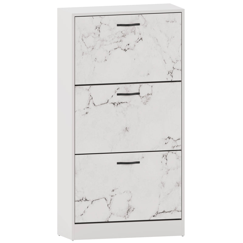 3 Drawer Shoe Cabinet, White Marble