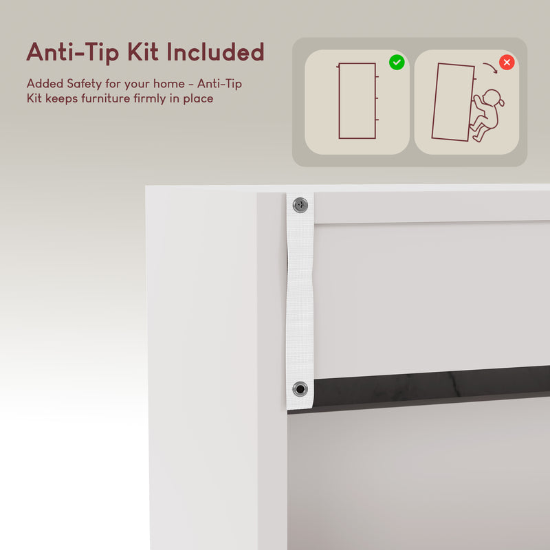 3 Drawer Shoe Cabinet, White Marble