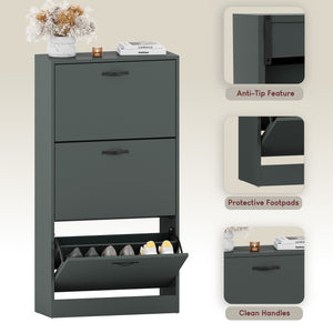 3 Drawer Shoe Cabinet, Jasper Green