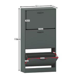 3 Drawer Shoe Cabinet, Jasper Green