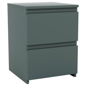 Denver 2 Drawer Bedside Chest, Jasper Green