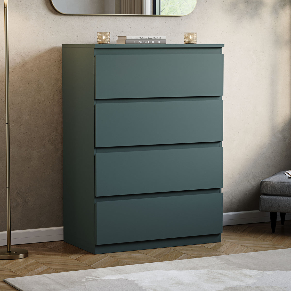 Denver Chest of 4 Drawer, Jasper Green
