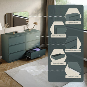 Denver Chest of 6 Drawers, Jasper Green