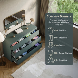 Denver Chest of 6 Drawers, Jasper Green