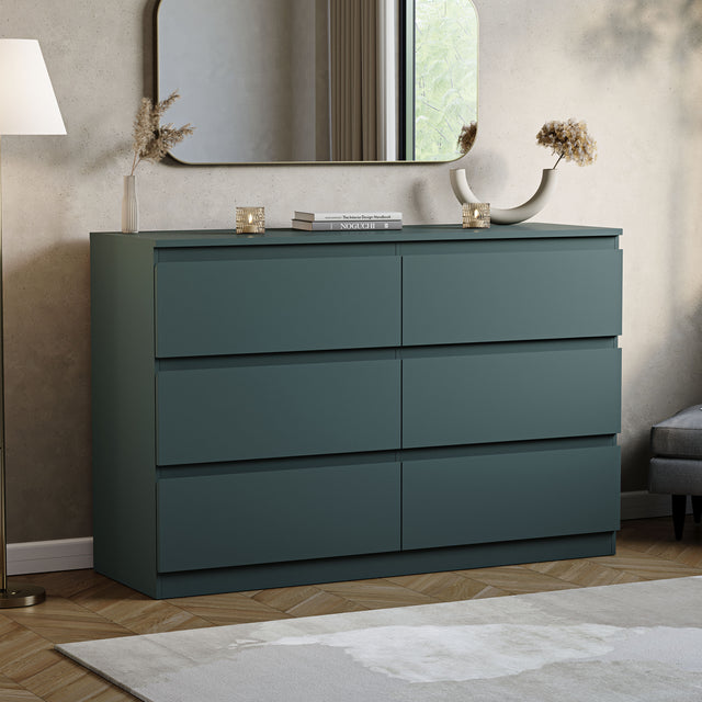Denver Chest of 6 Drawers, Jasper Green
