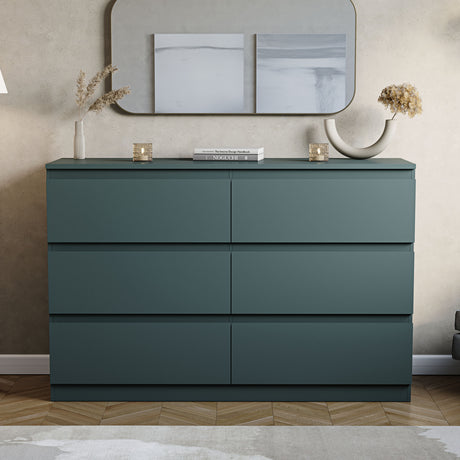 Denver Chest of 6 Drawers, Jasper Green