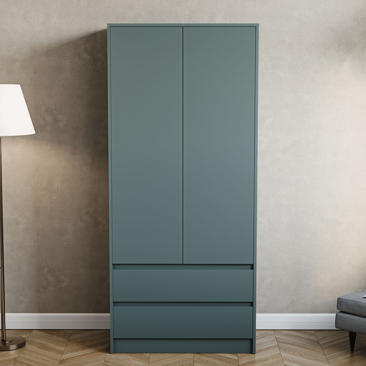 Denver 2 door 2 drawer wardrobe, Jasper Green
