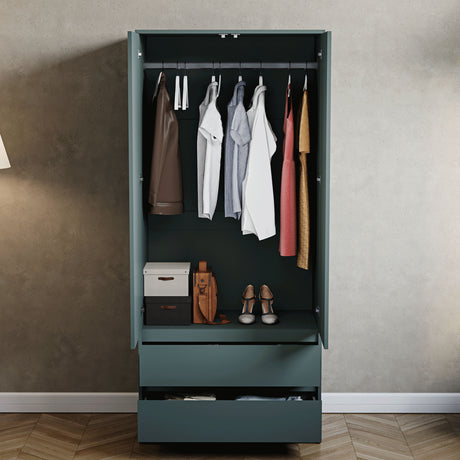 Denver 2 door 2 drawer wardrobe, Jasper Green
