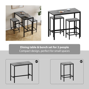 Roslyn 2 Seater Bar Table Set, Concrete Grey