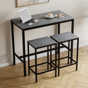 Roslyn 2 Seater Bar Table Set, Concrete Grey