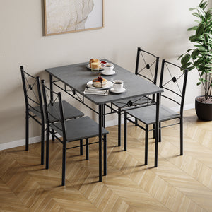 Roslyn 4 Seater Dining Set, Concrete Grey