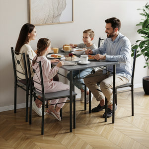 Roslyn 4 Seater Dining Set, Concrete Grey