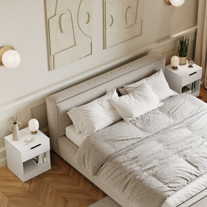 Trega 1 Drawer Bedside Chest, White - Set of 2
