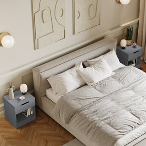 Trega 1 Drawer Bedside Chest, Grey - Set of 2
