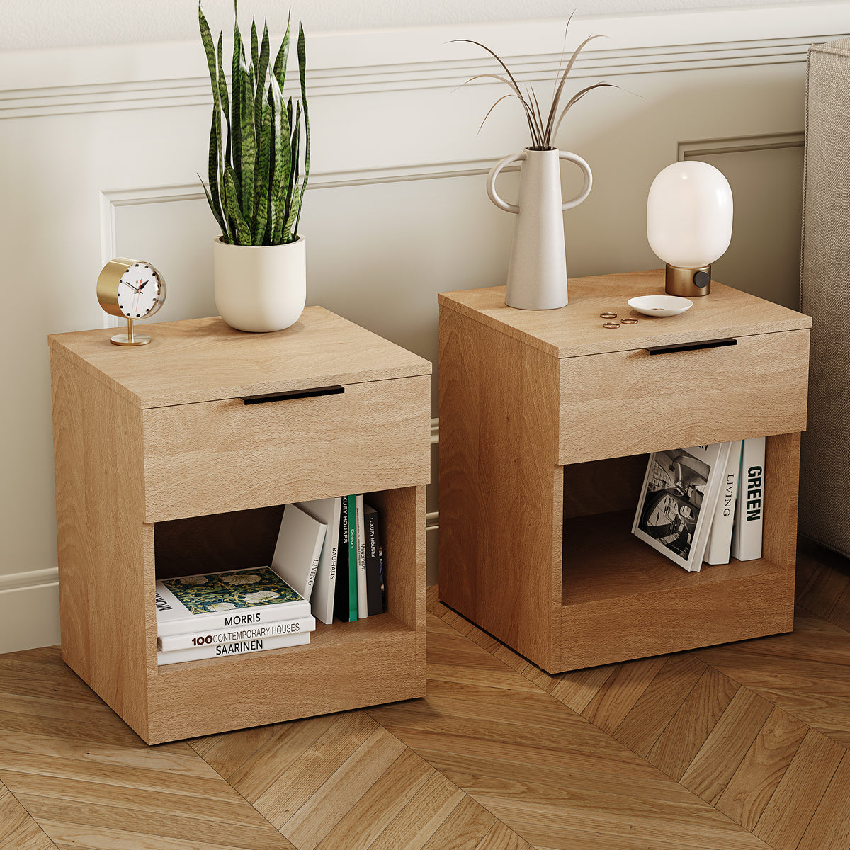 Trega 1 Drawer Bedside Chest, Pine - Set of 2