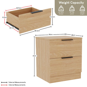 Trega 2 Drawer Bedside Chest, Pine - Set of 2