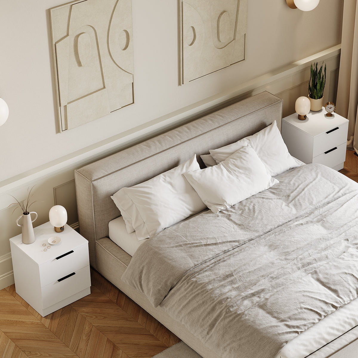 Trega 2 Drawer Bedside Chest, White - Set of 2