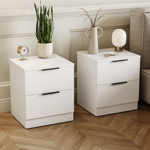 Trega 2 Drawer Bedside Chest, White - Set of 2