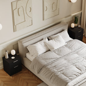 Trega 2 Drawer Bedside Chest, Black - Set of 2