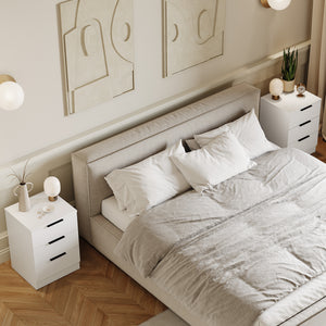 Trega 3 Drawer Bedside Chest, White - Set of 2