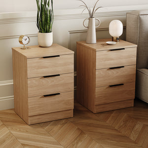 Trega 3 Drawer Bedside Chest, Pine - Set of 2
