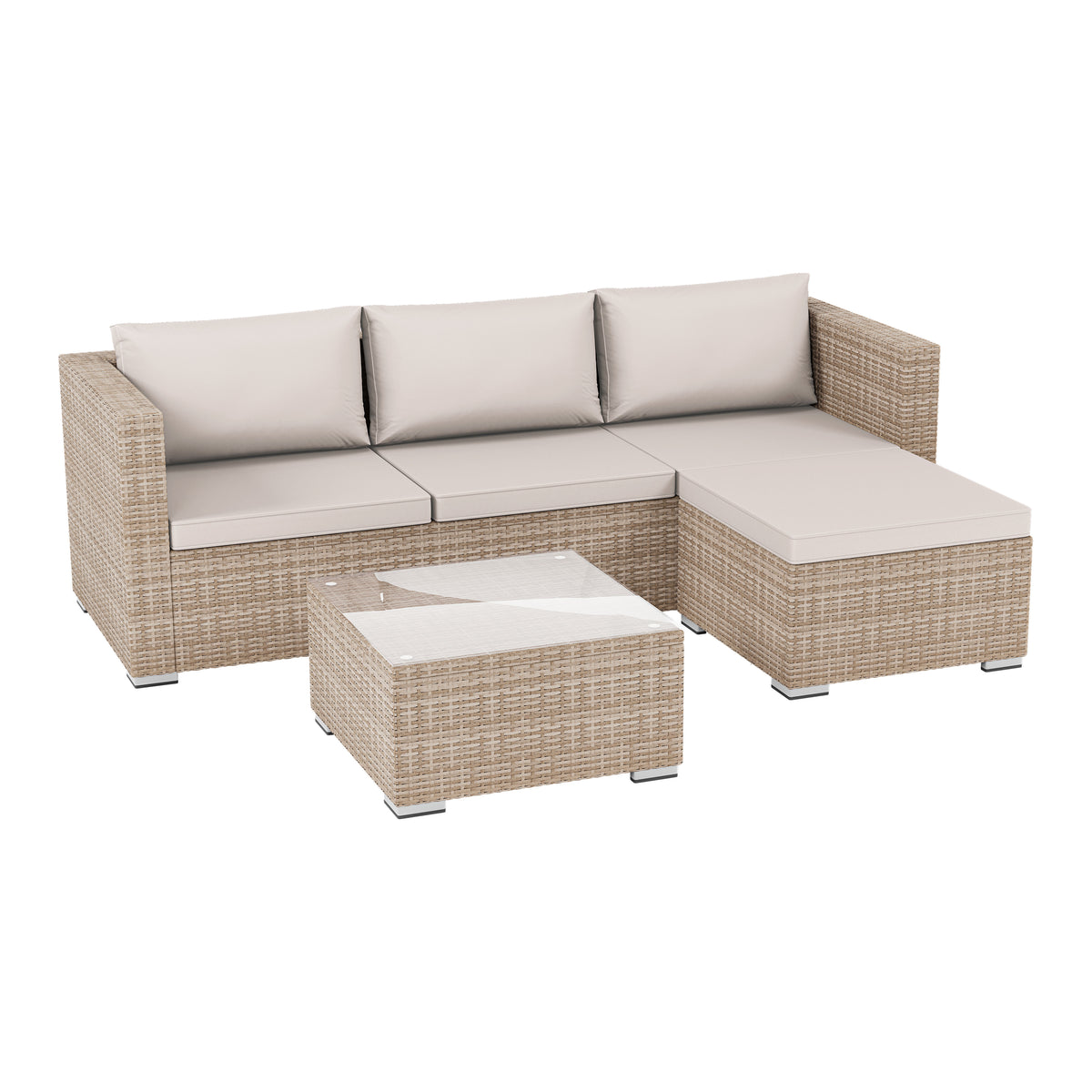 Hampton 4-Seater Corner Rattan Set, Natural UKFR