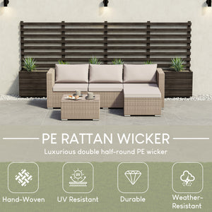 Hampton 4-Seater Corner Rattan Set, Natural UKFR