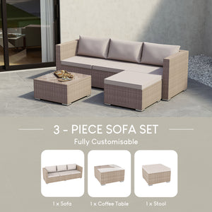 Hampton 4-Seater Corner Rattan Set, Natural UKFR
