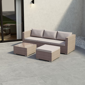 Hampton 4-Seater Corner Rattan Set, Natural UKFR