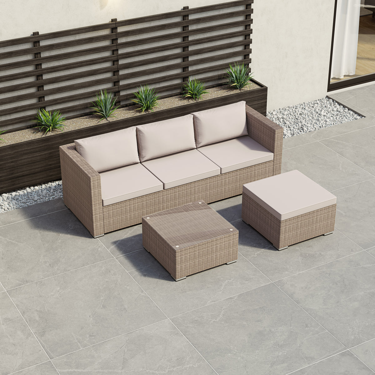 Hampton 4-Seater Corner Rattan Set, Natural UKFR