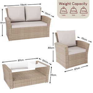 Mylor 4-Seater Rattan Set, Natural UKFR