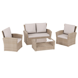 Mylor 4-Seater Rattan Set, Natural UKFR