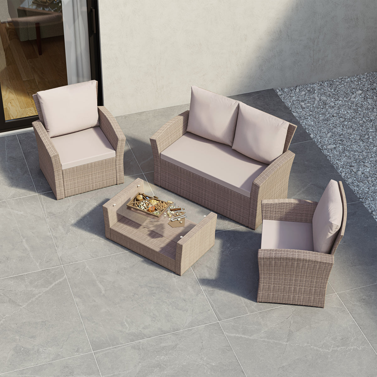 Mylor 4-Seater Rattan Set, Natural UKFR