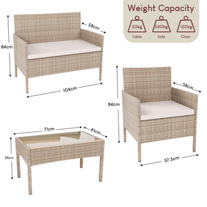 Kendal 4-Piece Rattan Set, Natural UKFR