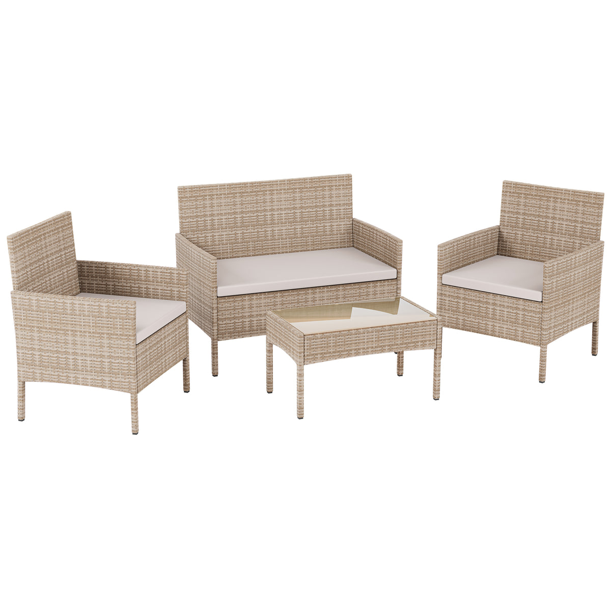 Kendal 4-Piece Rattan Set, Natural UKFR