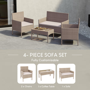 Kendal 4-Piece Rattan Set, Natural UKFR