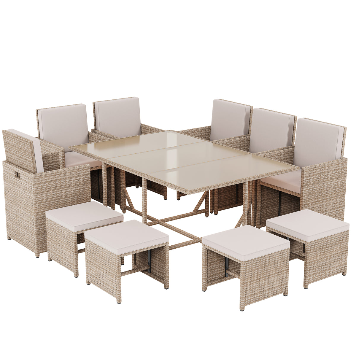 Cuba 10-Seater Rattan Set, Natural UKFR