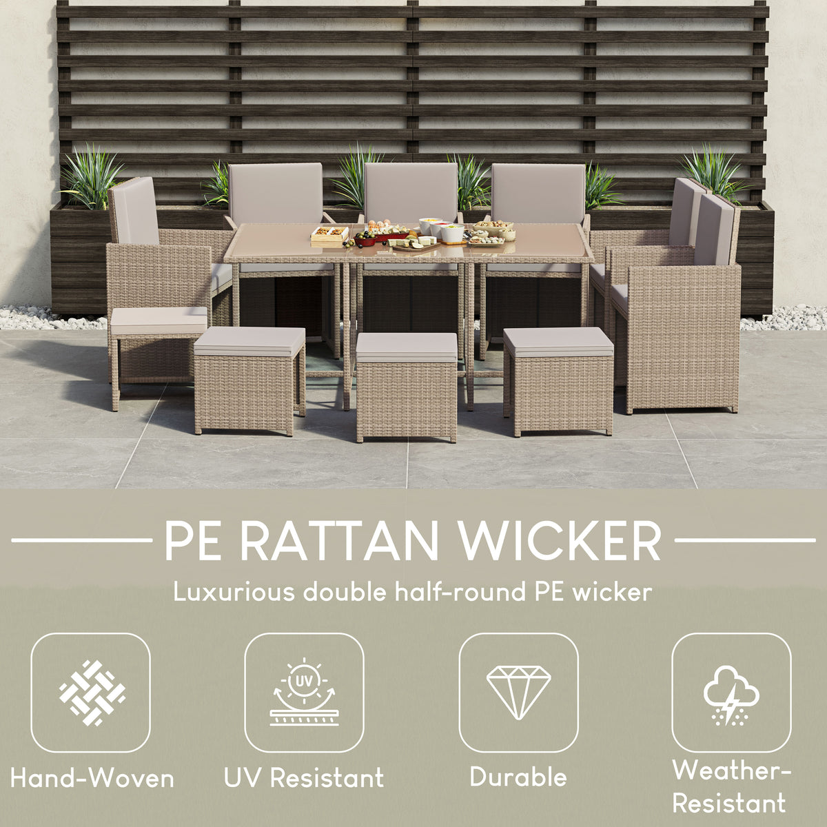 Cuba 10-Seater Rattan Set, Natural UKFR