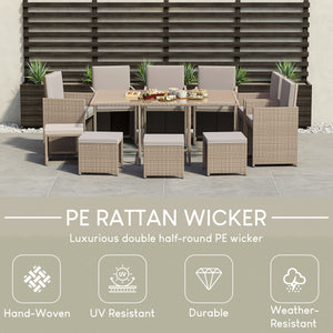 Cuba 10-Seater Rattan Set, Natural UKFR