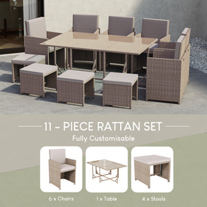 Cuba 10-Seater Rattan Set, Natural UKFR