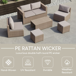 Islay 6 Seater Rattan Set, Natural UKFR