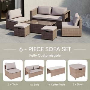 Islay 6 Seater Rattan Set, Natural UKFR
