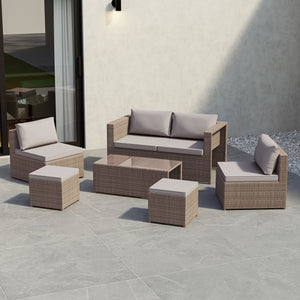 Islay 6 Seater Rattan Set, Natural UKFR