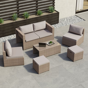 Islay 6 Seater Rattan Set, Natural UKFR