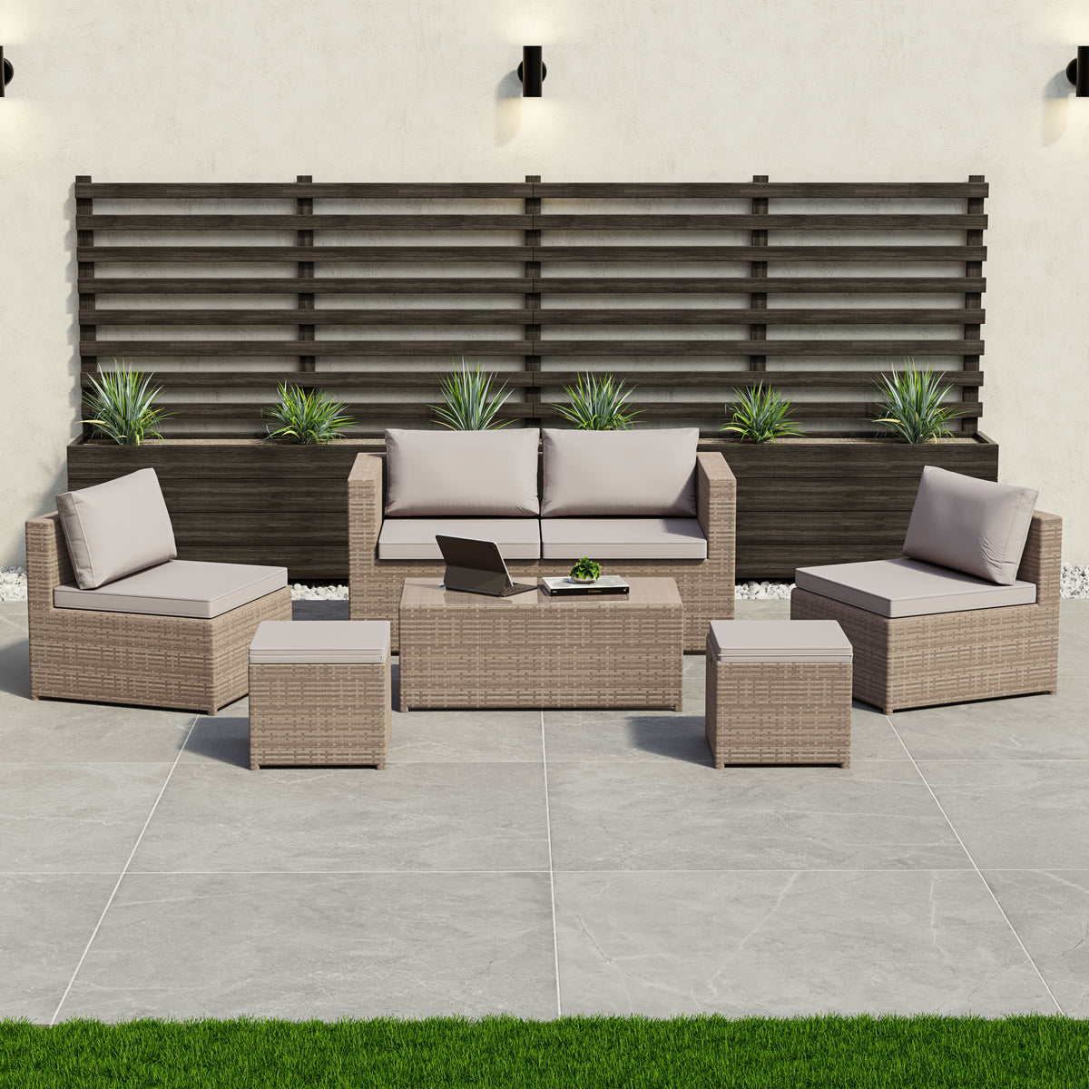 Islay 6 Seater Rattan Set, Natural UKFR