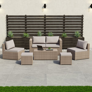 Islay 6 Seater Rattan Set, Natural UKFR
