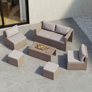 Islay 6 Seater Rattan Set, Natural UKFR